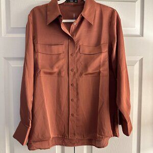 Mango Satin Blouse Copper Sz 4